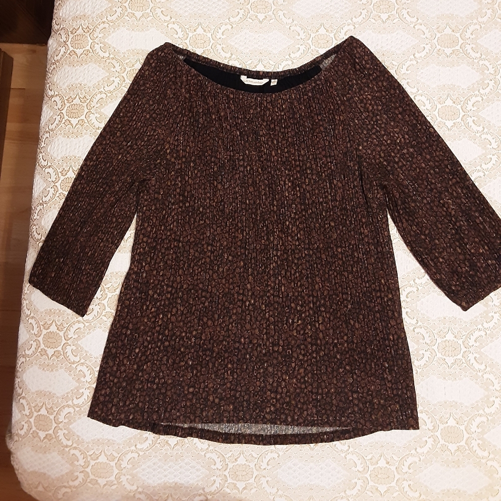 SOFT SURROUNDINGS Pleated Animal Print Pullover Blouse Size M